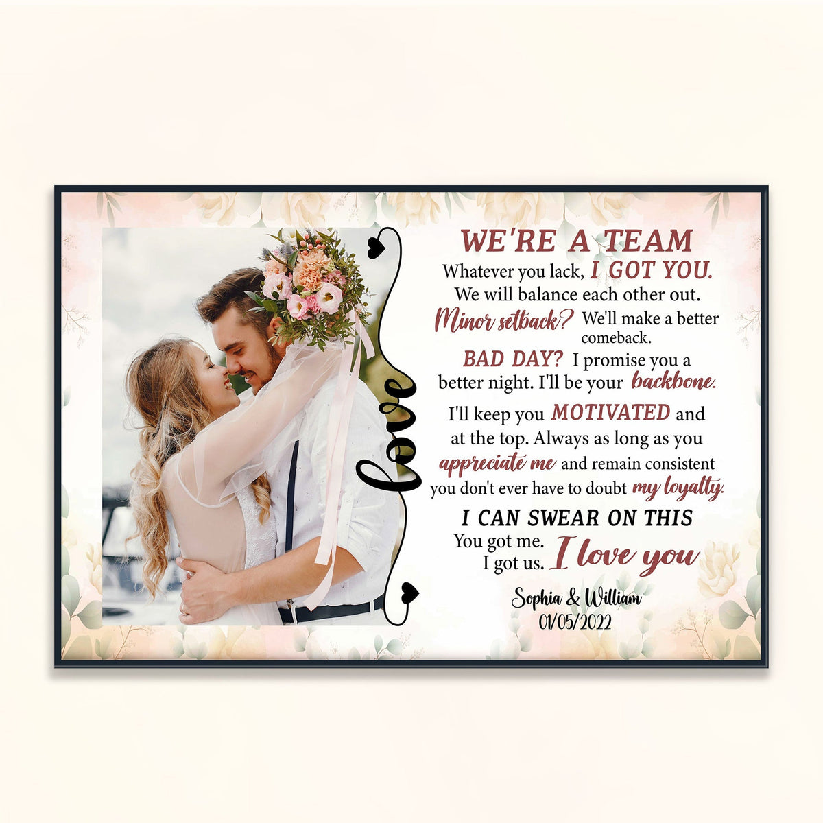 We Are A Team - Personalized Photo Poster gift for couple