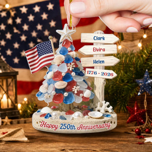 Personalized Acrylic Ornament - Patriotic Gift for Family, America 250 Keepsake
