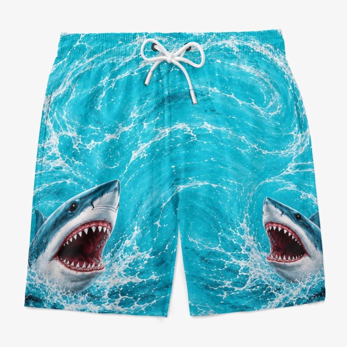 Custom Funny Men Swim Trunks - Personalized Birthday Gifts For Husband, Son, Grandson, Brother, Grandpa, Dad, Yourself - Watch Out For Sharks