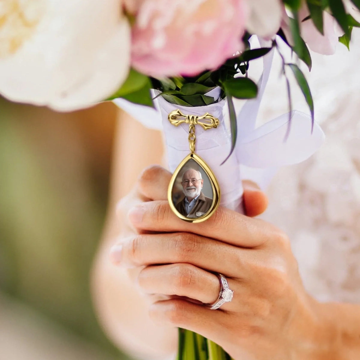 Custom Photo Teardrop Pin - Personalized Memorial Sympathy Gifts For Grooms - Carried In My Heart Always