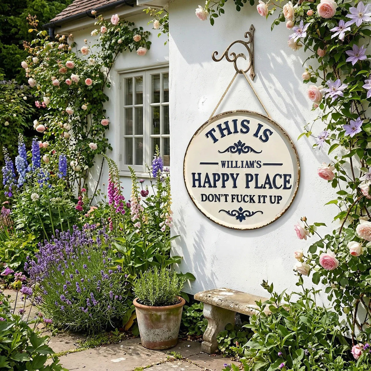 This Is My Happy Place Don’t F*ck It Up - Personalized Funny Garden Metal Sign