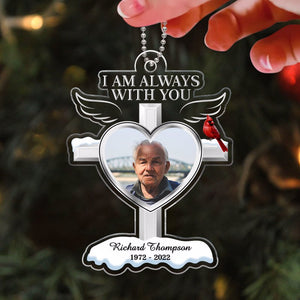 Always With You Memorial Angel Wings Custom Photo Personalized Acrylic Keepsake Ornament