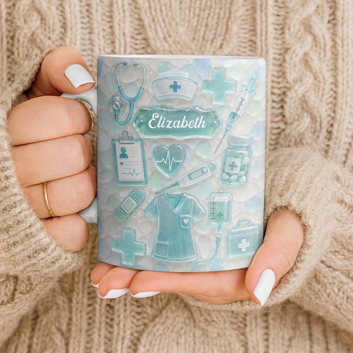 Dedicated Nurse Sea Glass - Personalized Mug - Gift For Nurse Lovers