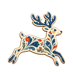 Personalized Christmas Wooden Christmas Ornament Set: Scandinavian Folk Art Woodland Animals