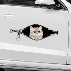 Personalized Dog Cat Zipper Car Decal - Personalized Sticker Gift for Pet Lovers
