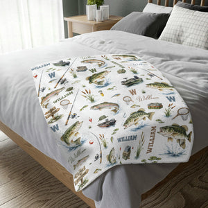 Personalized Fishing Blanket Blanket - Gift For Fishing Lovers