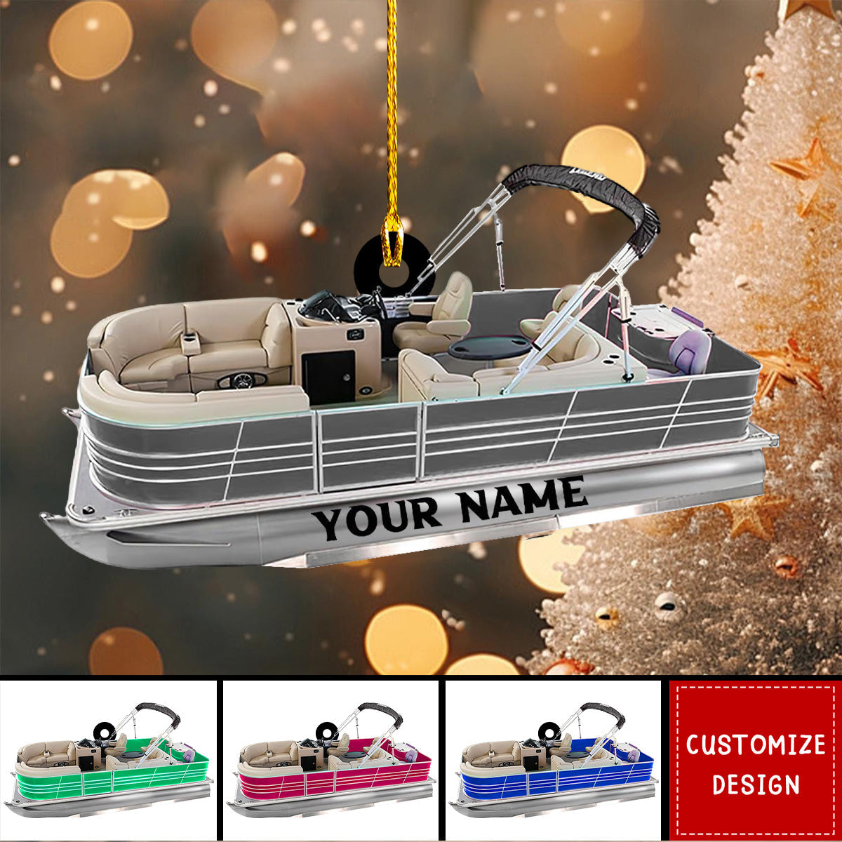 Personalized Pontoon Boat Acrylic Christmas Ornament - New Release