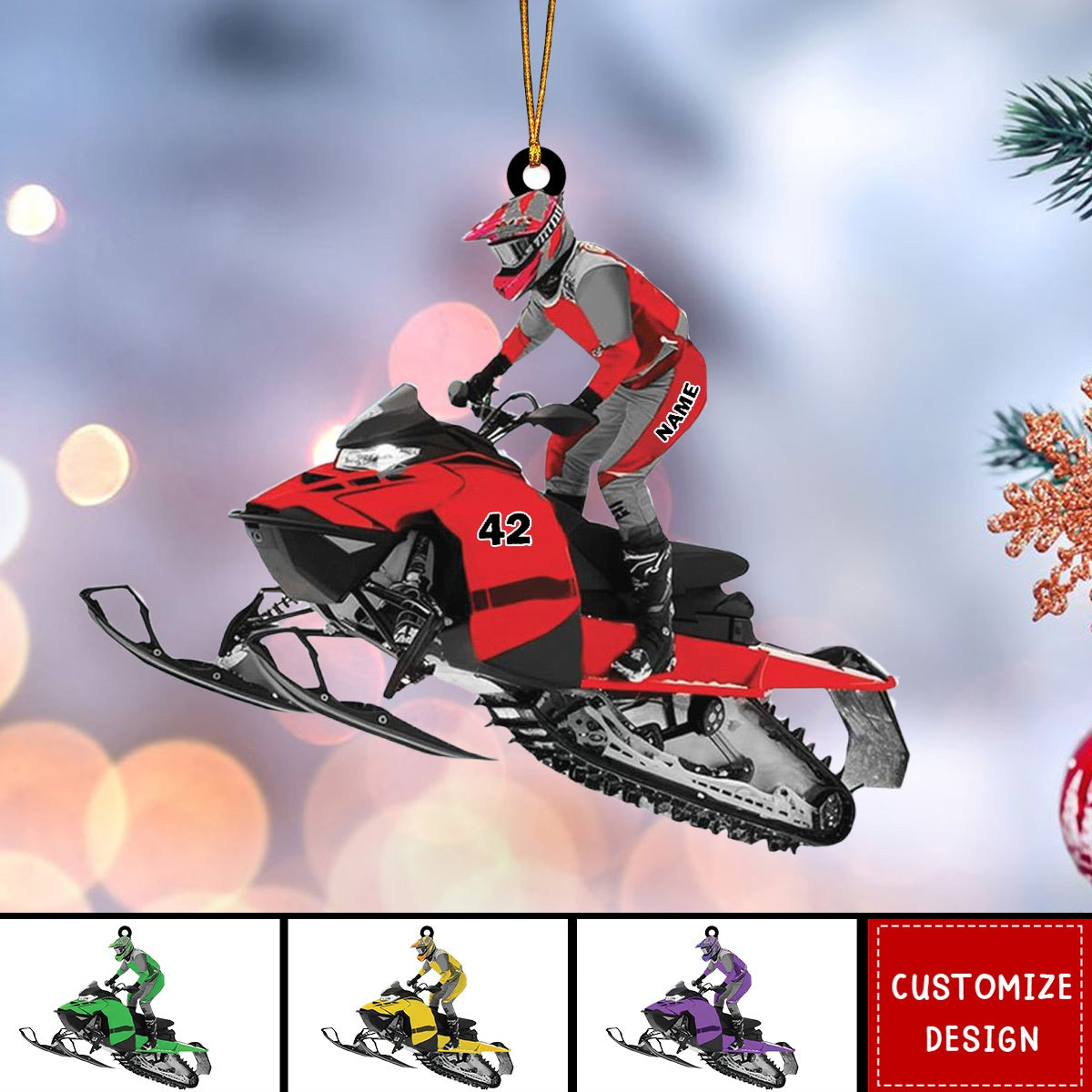 2024 New Release Personalized Snowmobile Acrylic Christmas Ornament Gift For Snowmobile Lovers