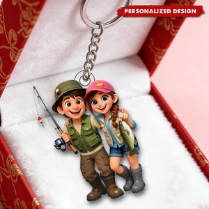 Personalized Fishing Couple Keychain