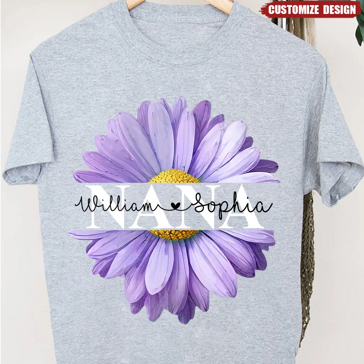 Mom Grandma Flower Daisy Color And Kids T-Shirt