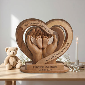 Personalized Baby Memorial Heart Wooden Block, Infant Loss Remembrance Keepsake