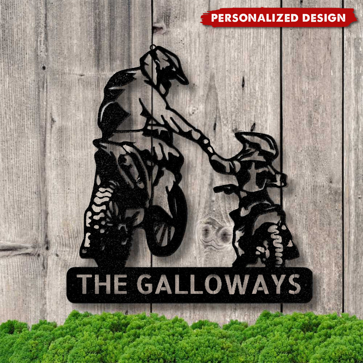 Personalized Father and Kid Motocross Racer Metal Wall Sign-Father’s Day Gift