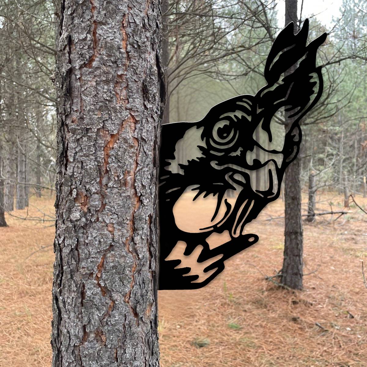 Peek-A-Boo Grumpy Chicken Metal Sign Garden Decoration