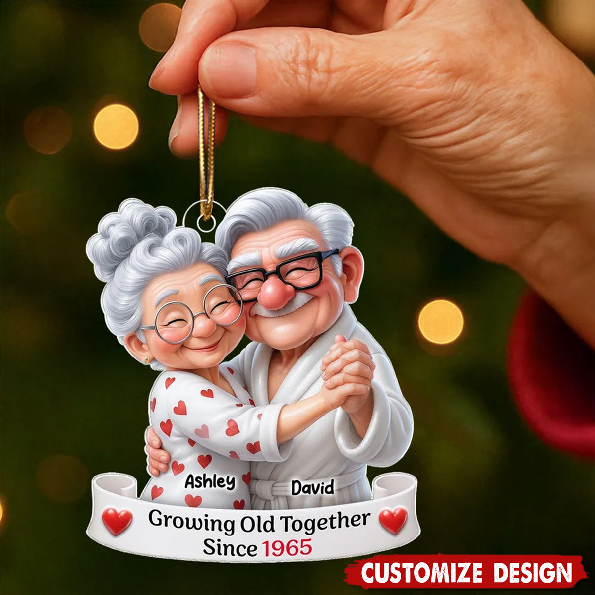 Personalized Dancing Acrylic Ornament - Gift For Old Couple