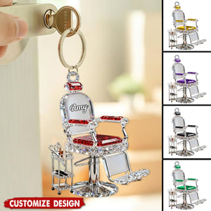 Personalized Barber Chair Keychain -Gift For Hair Stylist