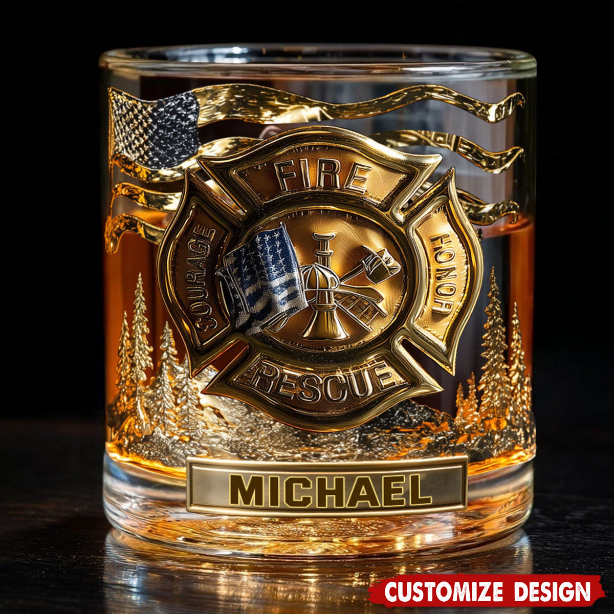 Awsome Fighter - Personalized Firefighter Whiskey Glass