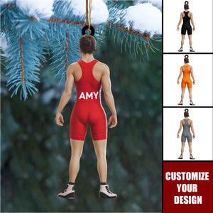 Personalized Wrestler Christmas Ornament, Custom Wrestler Singlet Ornament with Name
