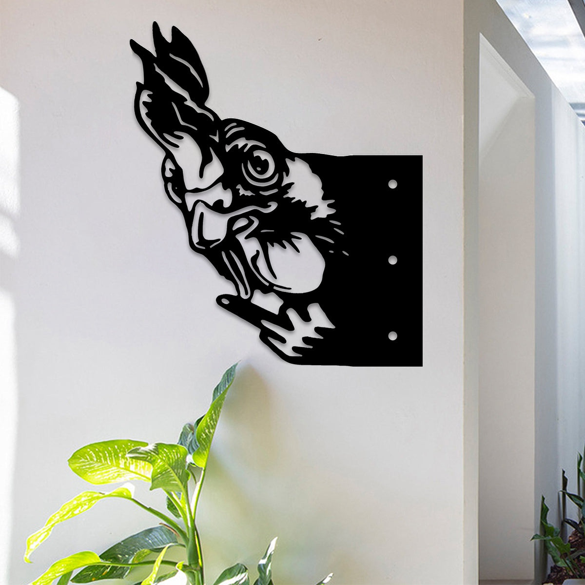 Peek-A-Boo Grumpy Chicken Metal Sign Garden Decoration