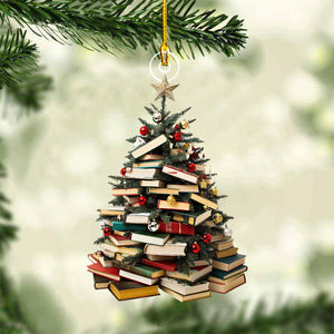 Christmas Tree With Books Ornaments