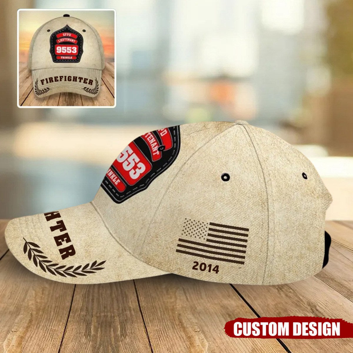 Personalized Firefighter US And CA Flag 3D Cap