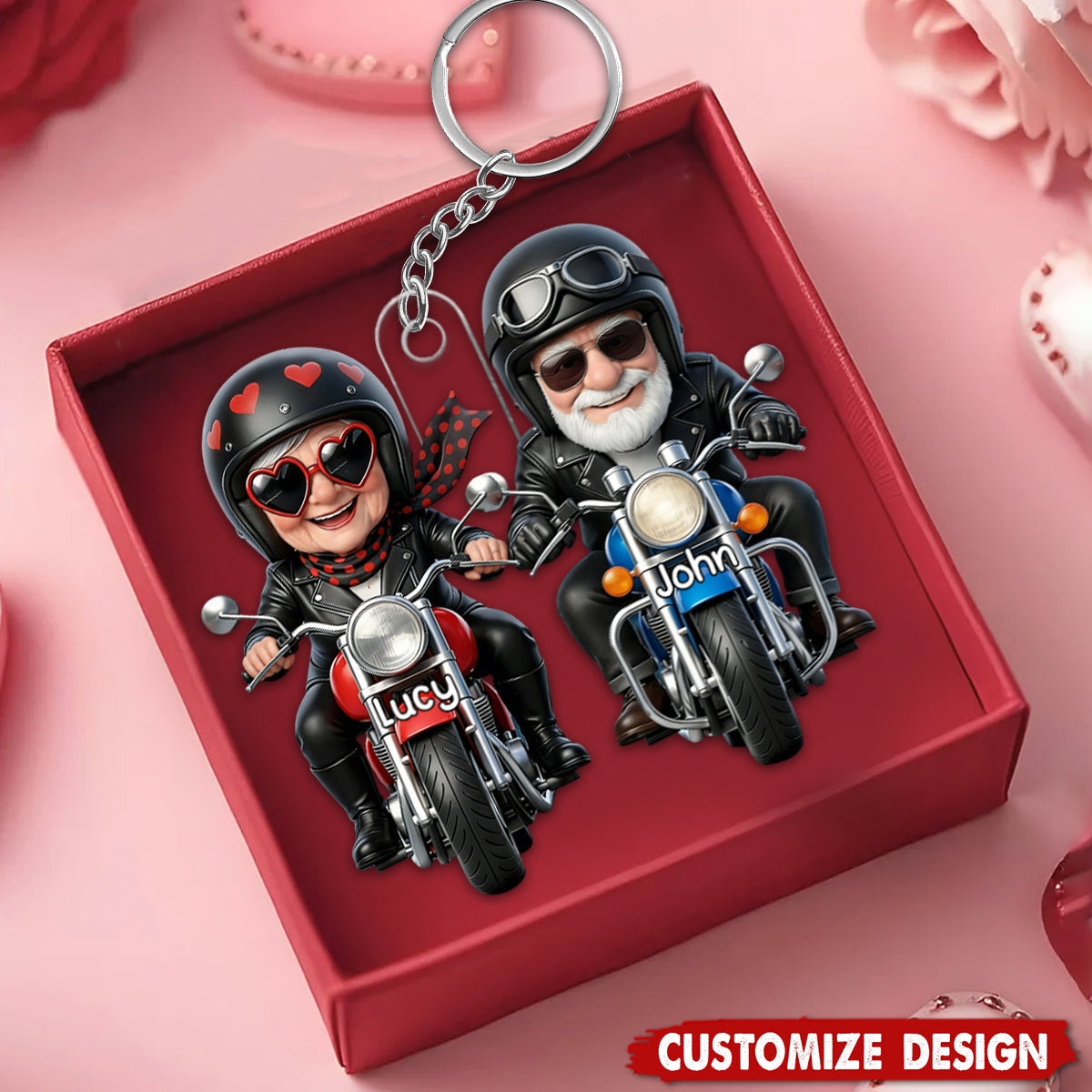 Hold Your Hand At 80 And Go Riding - Personalized Acrylic Keychain - Gift For Old Couple Motorcycle Enthusiasts