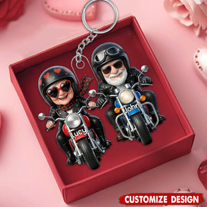 Hold Your Hand At 80 And Go Riding - Personalized Acrylic Keychain - Gift For Old Couple Motorcycle Enthusiasts