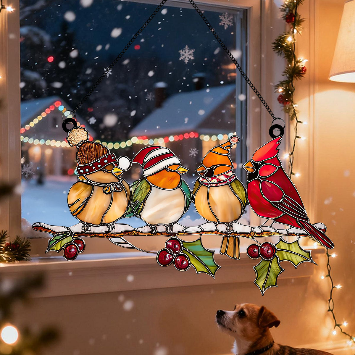 Christmas Birds Acrylic Window Suncatcher Ornament-Gift For Bird Lover