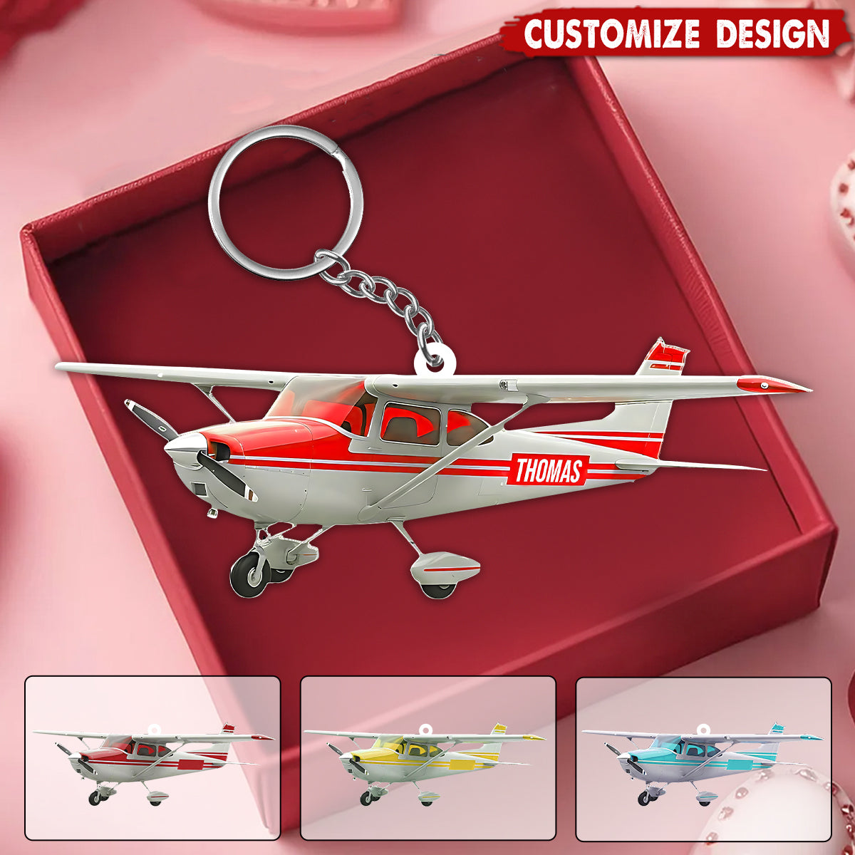 Personalized Airplane Keychain - Gift for Travelers, Aviators & Helicopter Lovers
