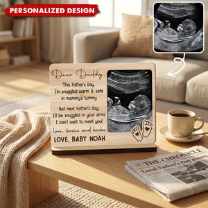 Dear Daddy Ultrasound Photo Wood Plaque-Gift For First Time Dad