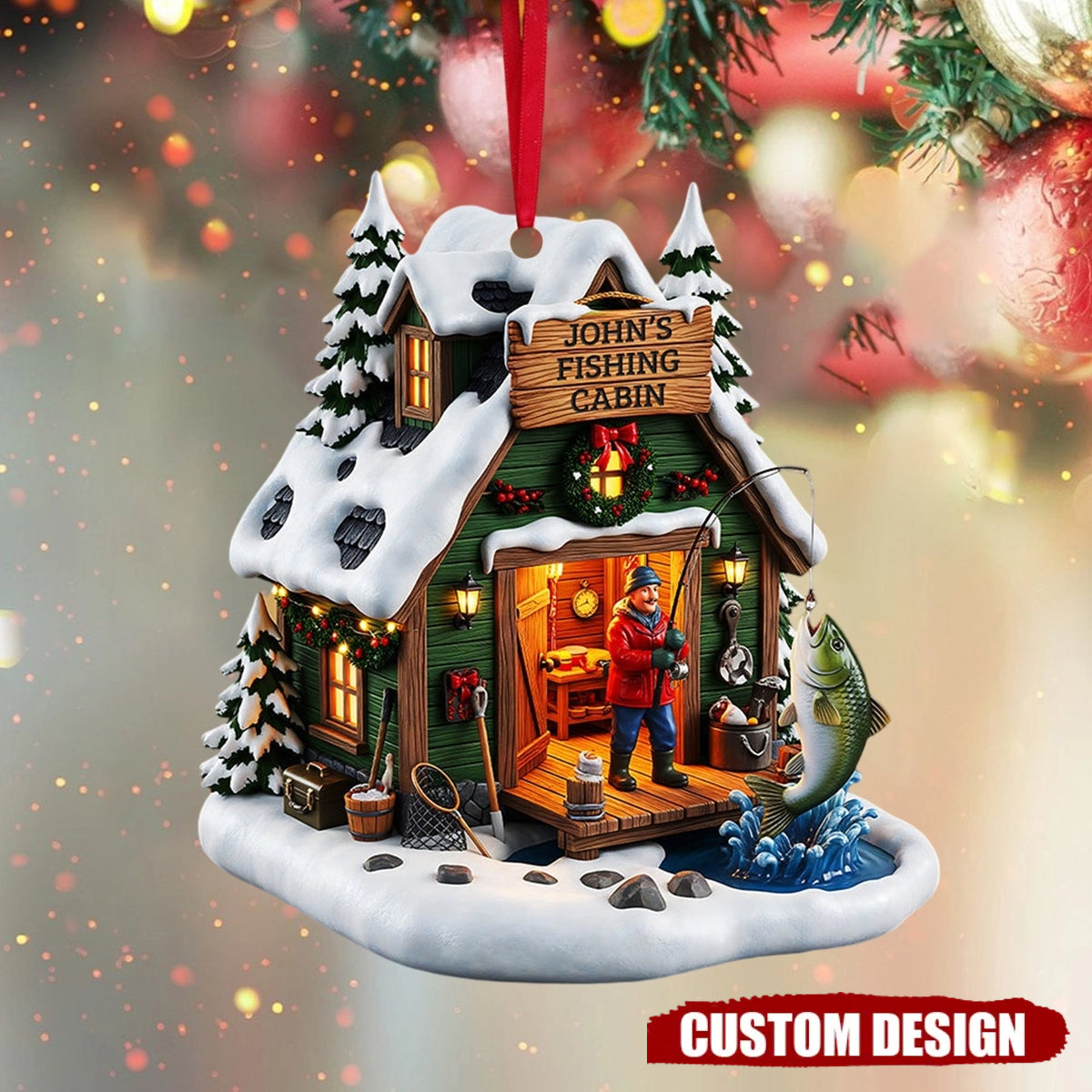 Fishing Man Ornament - Personalized Gifts For Fishing Lovers