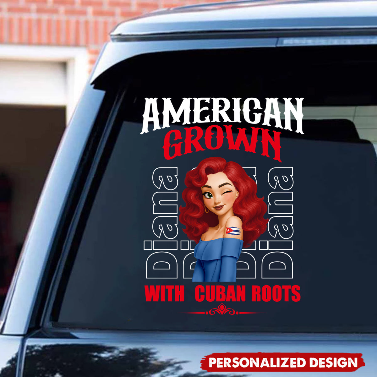 American Grown With Mexican Puerto Rican Cuban Hispanic Roots-Personalized Car Decal