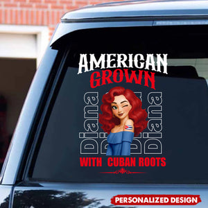 American Grown With Mexican Puerto Rican Cuban Hispanic Roots-Personalized Car Decal