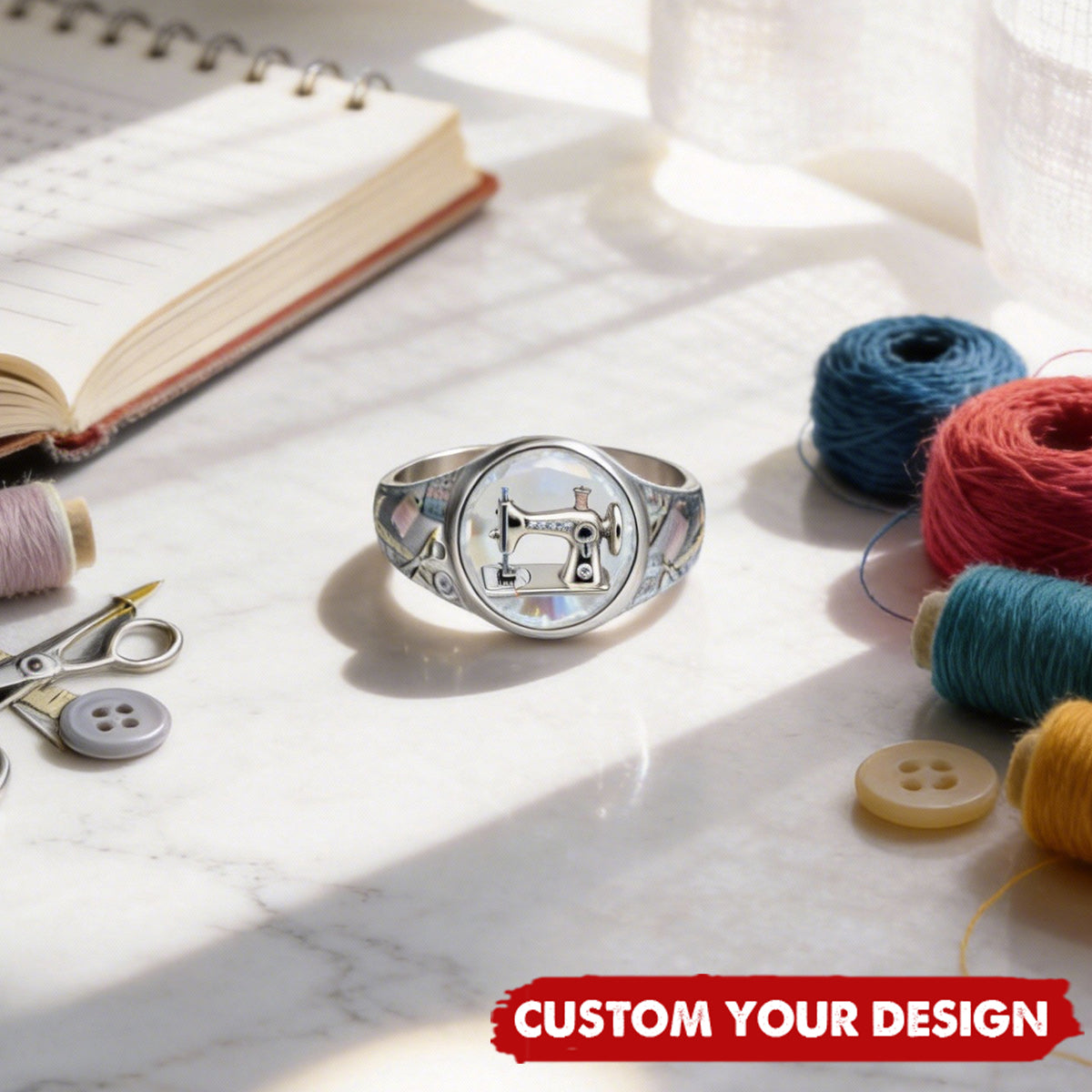 Sewing Is My Therapy - Personalized Sewing Signet Ring