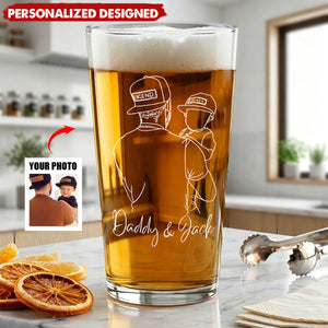 Personalized Dad Portrait from Photo Beer Glass/Whiskey Glass-Fathers Day Gift