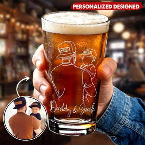 Personalized Dad Portrait from Photo Beer Glass/Whiskey Glass-Fathers Day Gift