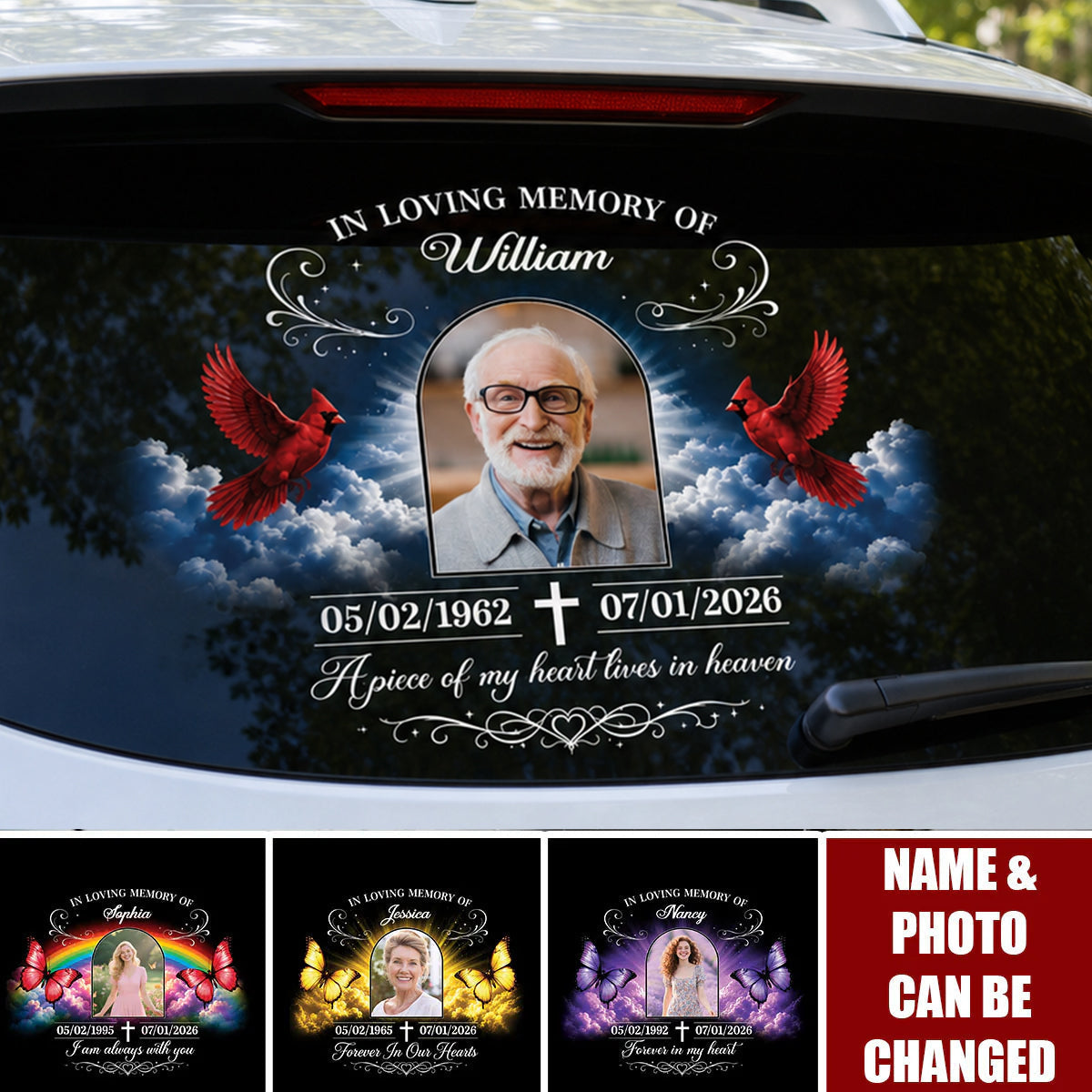Forever in Our Hearts Personalized Memorial Car Decal - Custom Photo In Loving Memory Window Sticker for Family