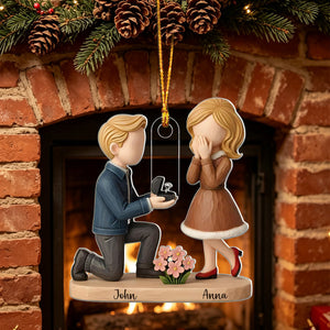Personalized Couple Marriage Proposal Christmas Ornament, Engagement Gift For Couples