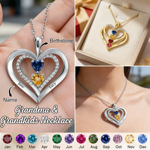 Personalized Kids Birthstone Name Necklace - Gift For Mom Grandma