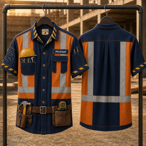 Personalized Construction Worker Hawaiian Shirt,Halloween Party Outfit