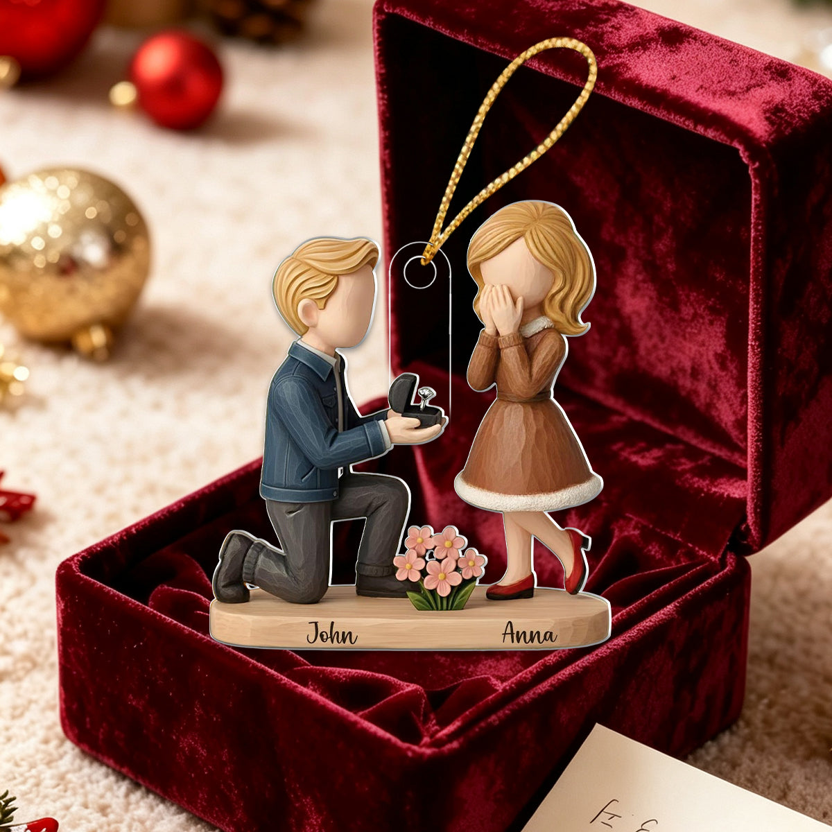 Personalized Couple Marriage Proposal Christmas Ornament, Engagement Gift For Couples