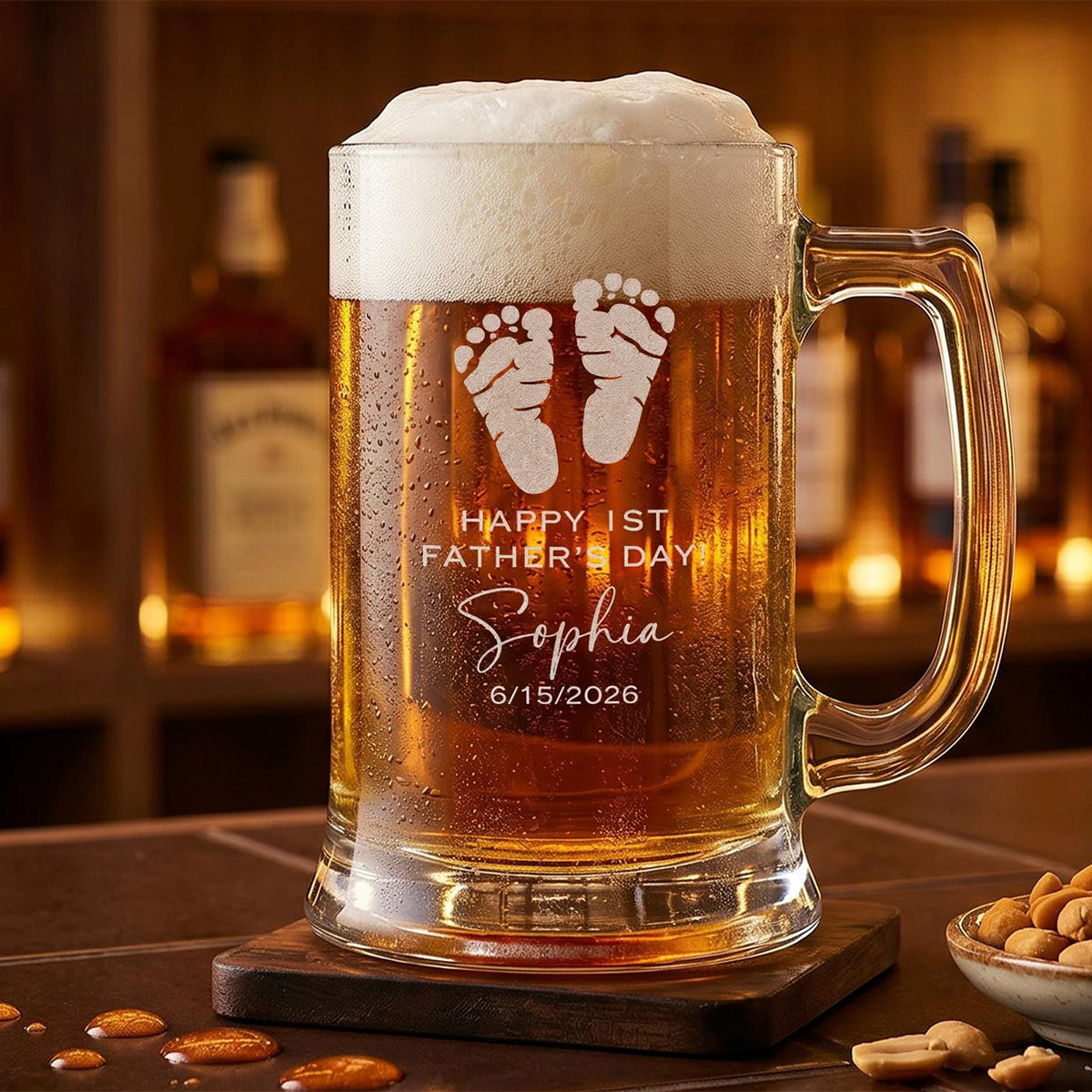 Personalized First Father's Day Beer Glass – Custom New Dad Gift