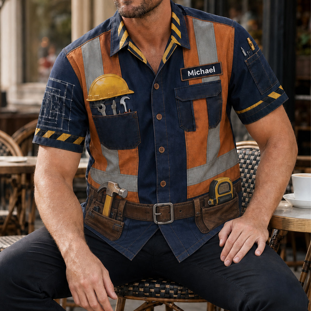 Personalized Construction Worker Hawaiian Shirt,Halloween Party Outfit