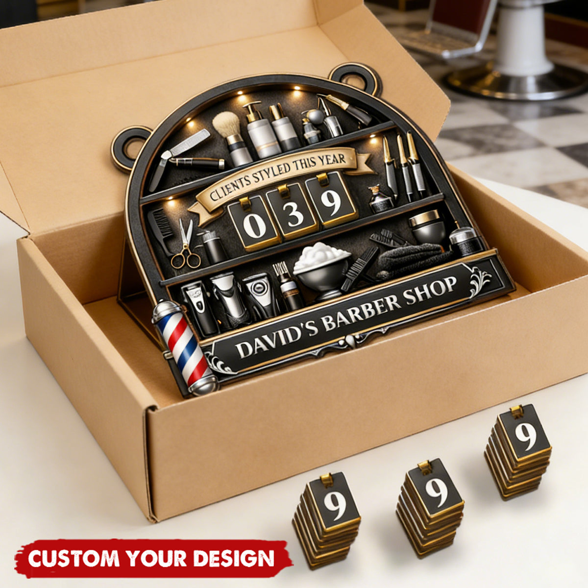 Clients Styled This Year Tracker Sign, Personalized Gift For Barbers