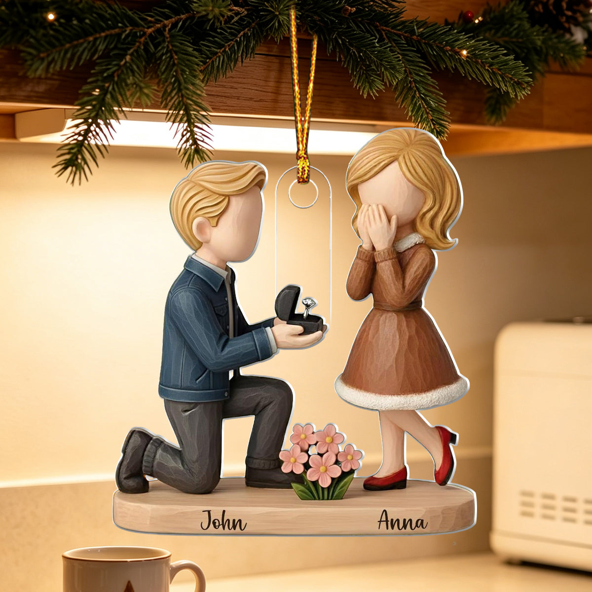Personalized Couple Marriage Proposal Christmas Ornament, Engagement Gift For Couples