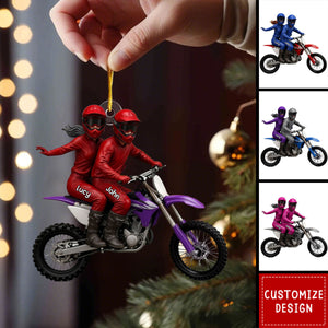 Personalized Motocross Couple Ornament