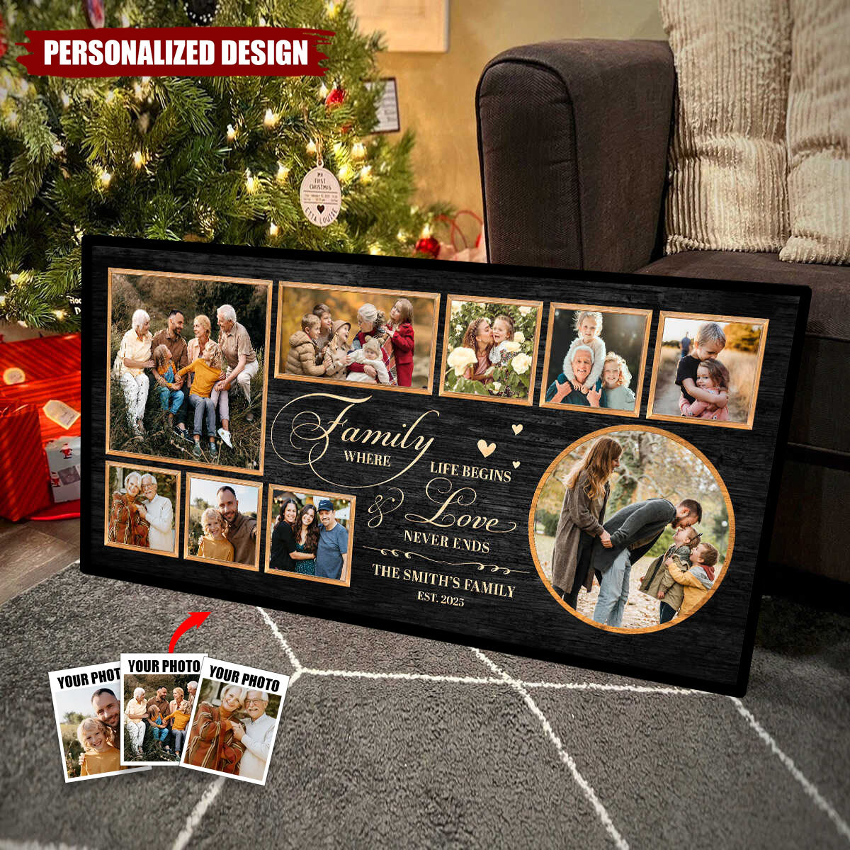 Personalized Family Photo Poster-Gift for Parents or Grandparents
