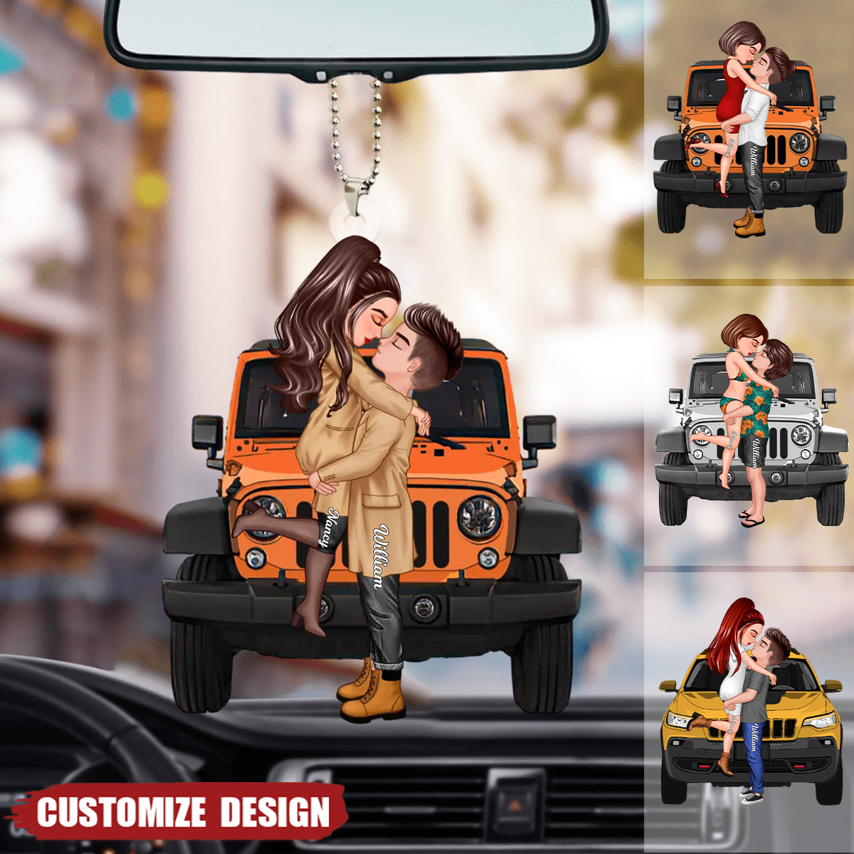 New Release - Personalized Off-Road Car Couple Kiss Car Ornament