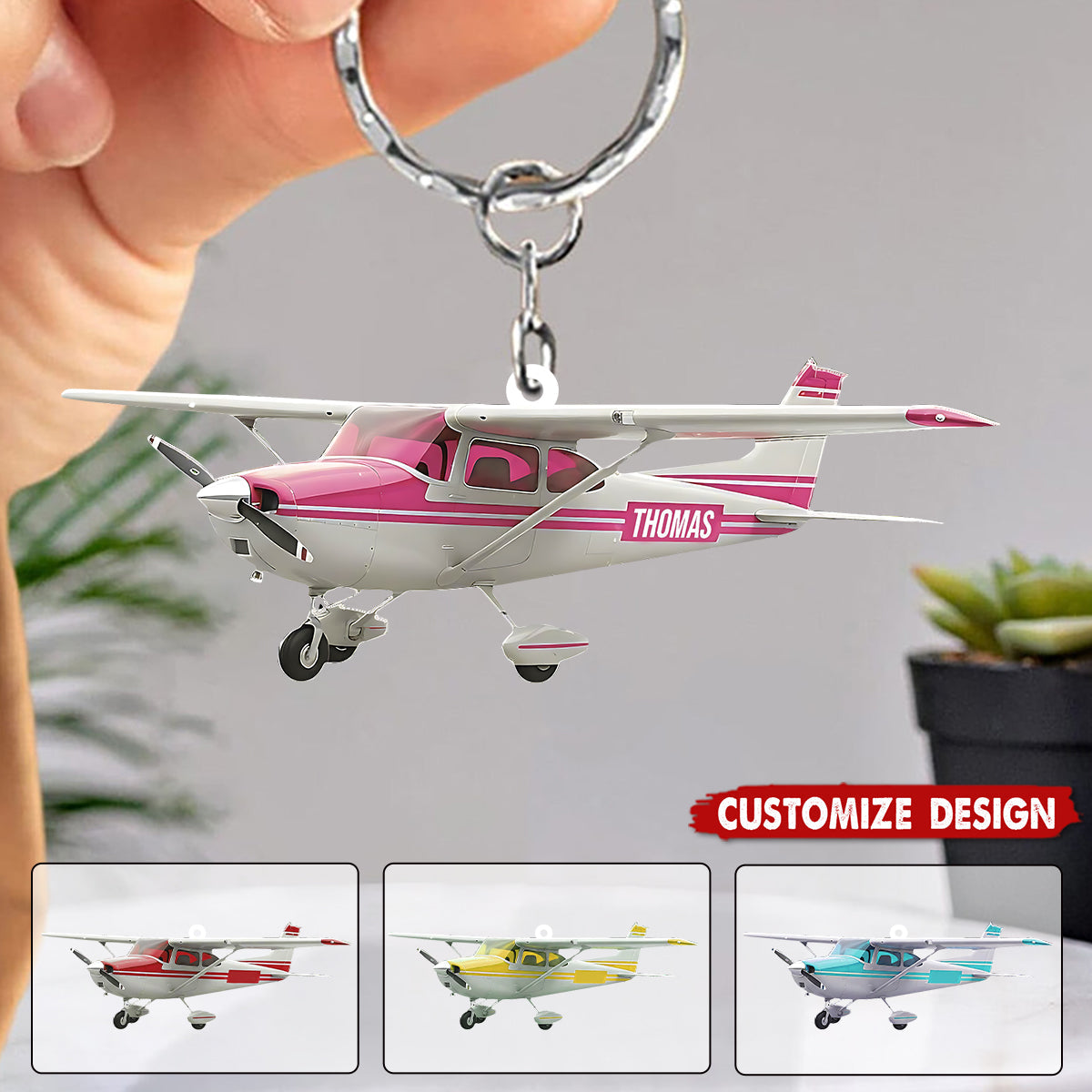 Personalized Airplane Keychain - Gift for Travelers, Aviators & Helicopter Lovers