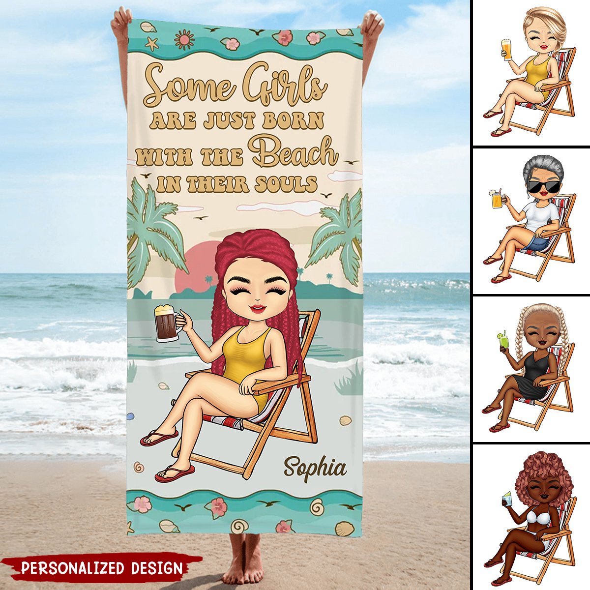 Just A Girl Who Loves Beaches Pastel Floral - Personalized Beach Towel
