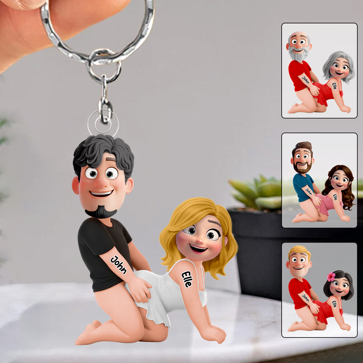 Naughty Personalized Couple Keychain - Gifts For Couple